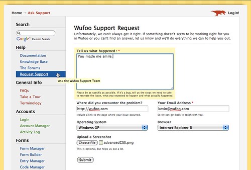 Wufoo Support Request