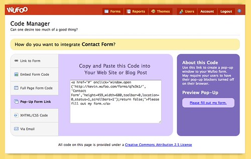 Pop-up Form Link