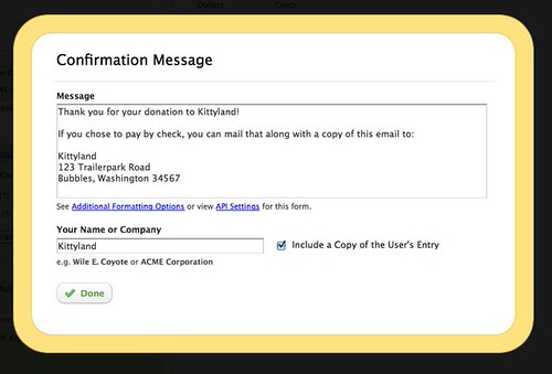 Confirmation Message for Pay by Check Submissions