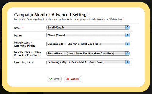 Wufoo Campaign Monitor Field Match