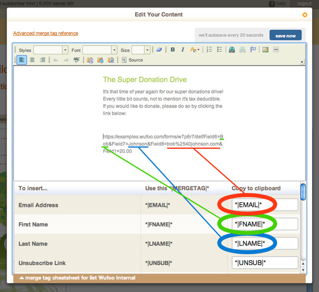 Mail Chimp Merge Tags