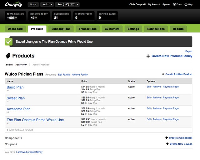 Setting Products in Chargify for Wufoo Integration