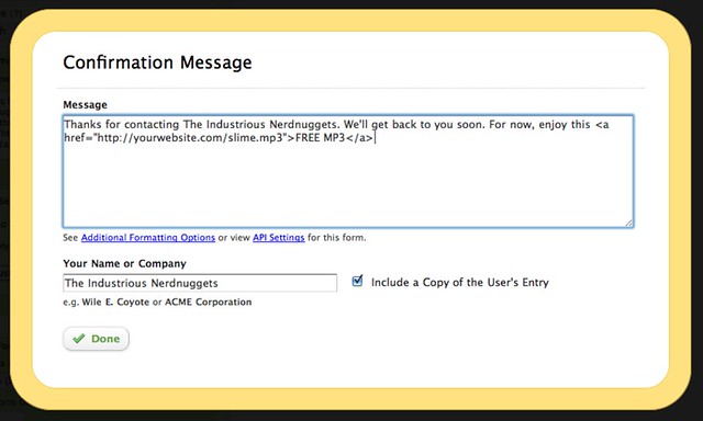 HTML in Confirmation Email