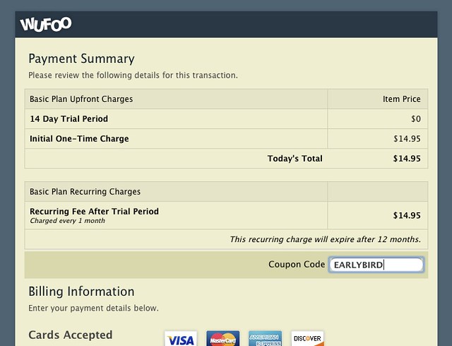Chargify Coupon Feature on Payment Form
