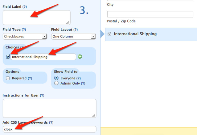 International Shipping Checkbox