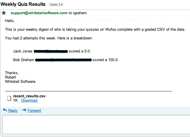Admin Quiz Results