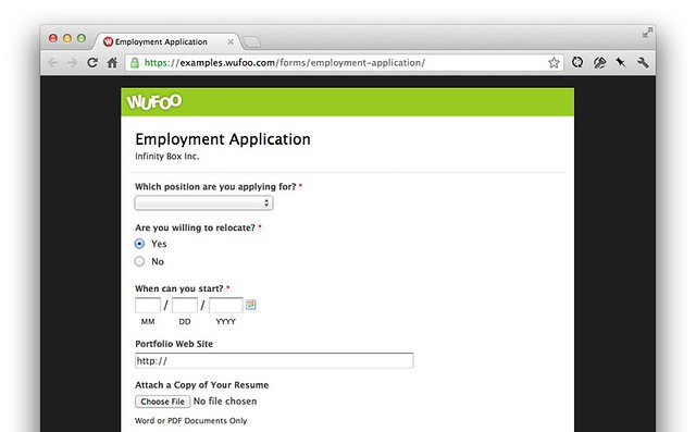Wufoo Form Desktop Size